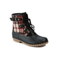 thumbnail image 1 of BARETRAPS Womens Black Plaid D-Rings Comfort Breathable Button Accent Water Resistant Fahn Round Toe Block Heel Lace-Up Duck Boots 7 M, 1 of 4
