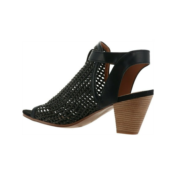 BARETRAPS Womens Black Woven Upper Ankle Strap Peep Toe Block Heel Buckle Dress Booties 10
