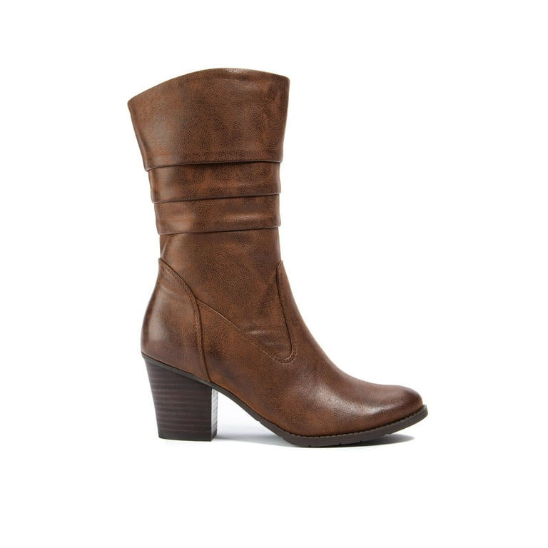 BARETRAPS Womens Brown Cushioned Lovelace Round Toe Block Heel Slouch Boot 9.5 M