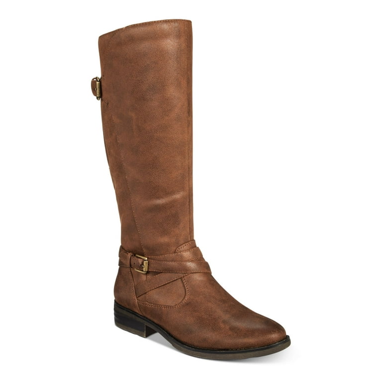 BARETRAPS Womens Brown Elastic Panel Buckle Accent Comfort Alysha Round Toe Block Heel Zip Up Riding Boot 5.5 M WC Walmart