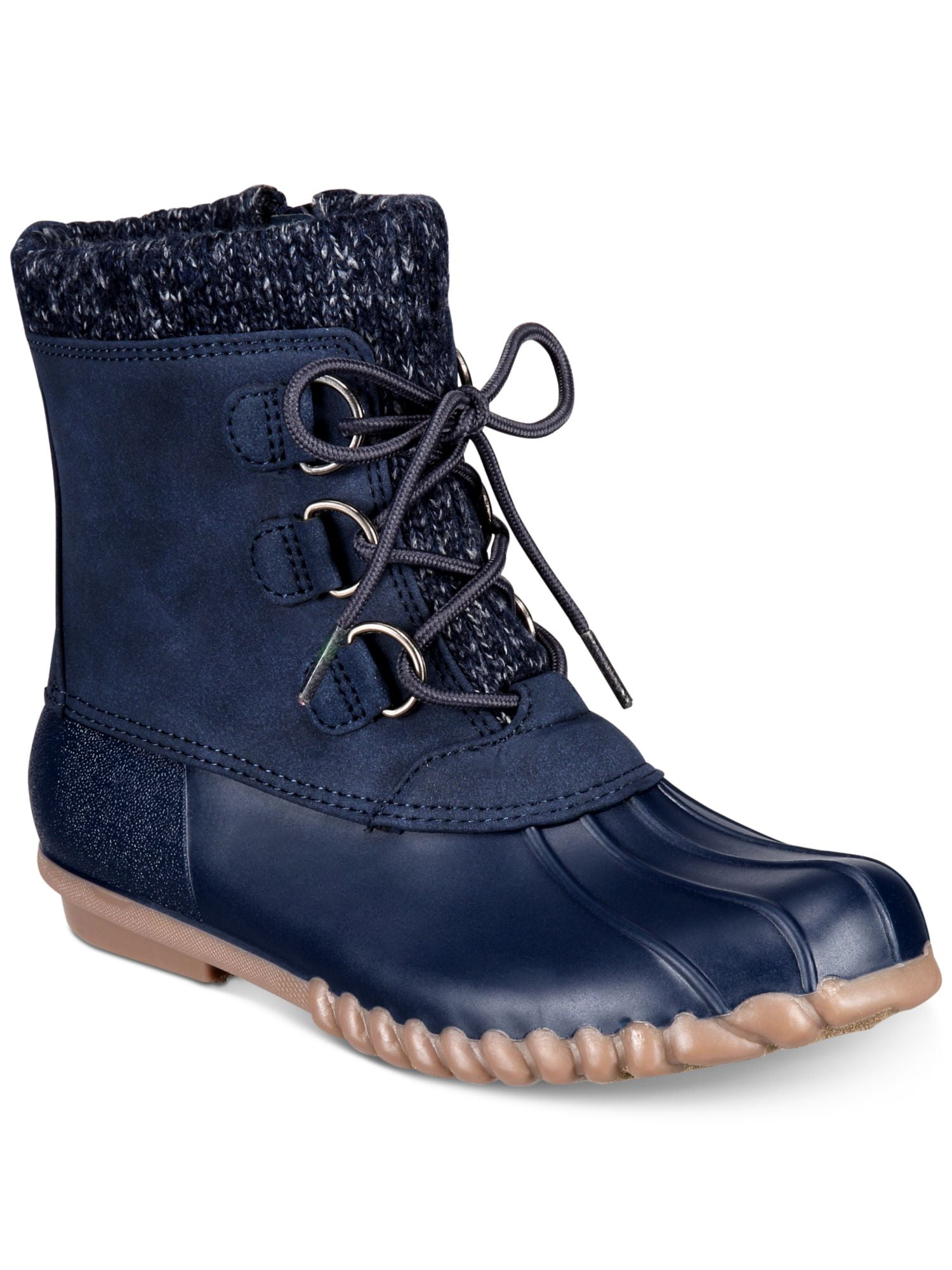 BARETRAPS Womens Navy Breathable Insulated Lace Up Water Resistant Lined Fabulous Round Toe Block Heel Zip Up Duck Boots 6 M Walmart