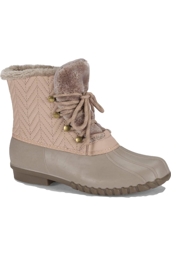 Womens Pink Button Detailing Breathable Comfort Water Resistant Flash Round Toe Lace-Up Duck Boots 7 M