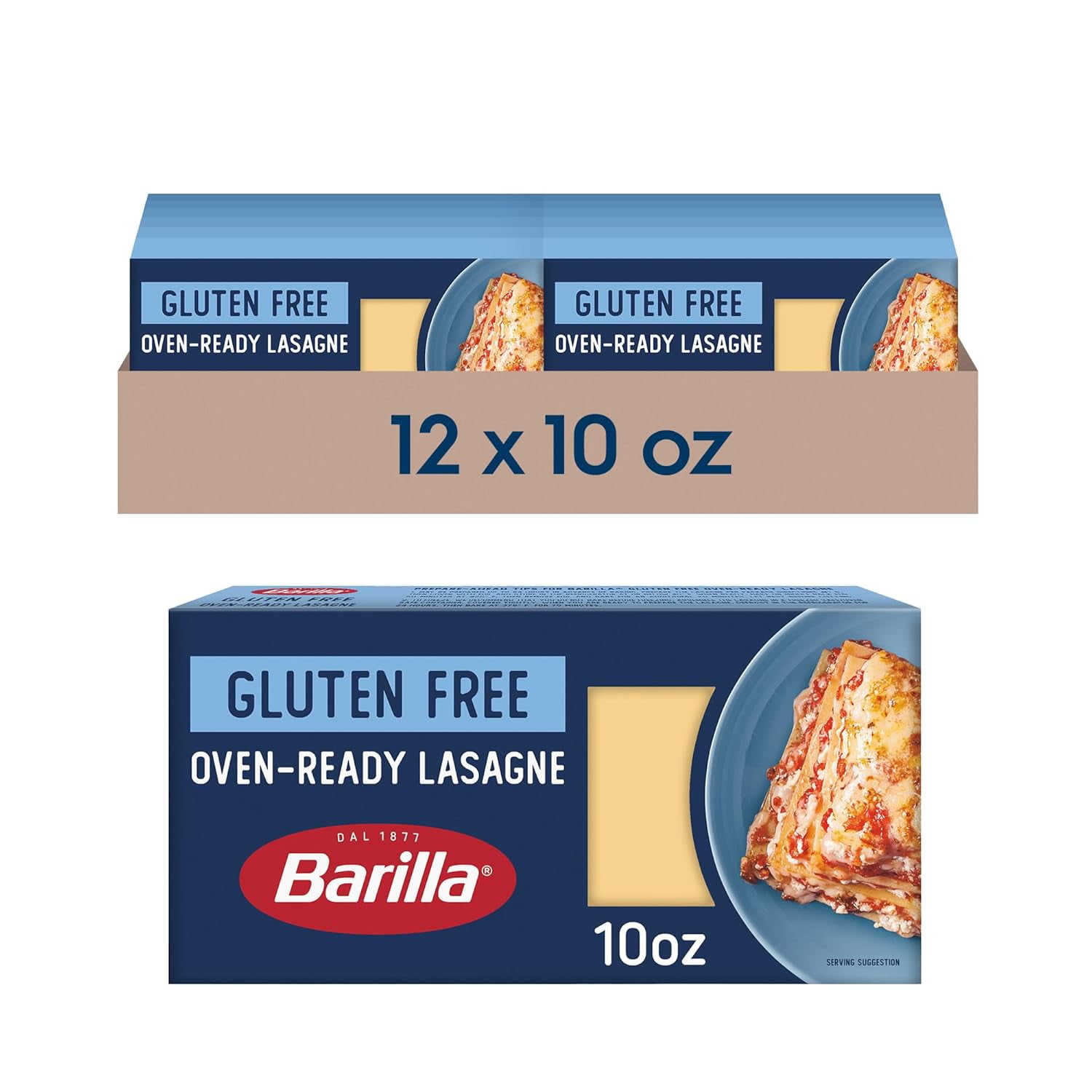 BARILLA Gluten Free Oven-Ready Lasagne, 10 Ounce (Pack of 12) - Non-GMO Gluten Free Pasta Made with Blend of Corn & Rice - Vegan Pasta