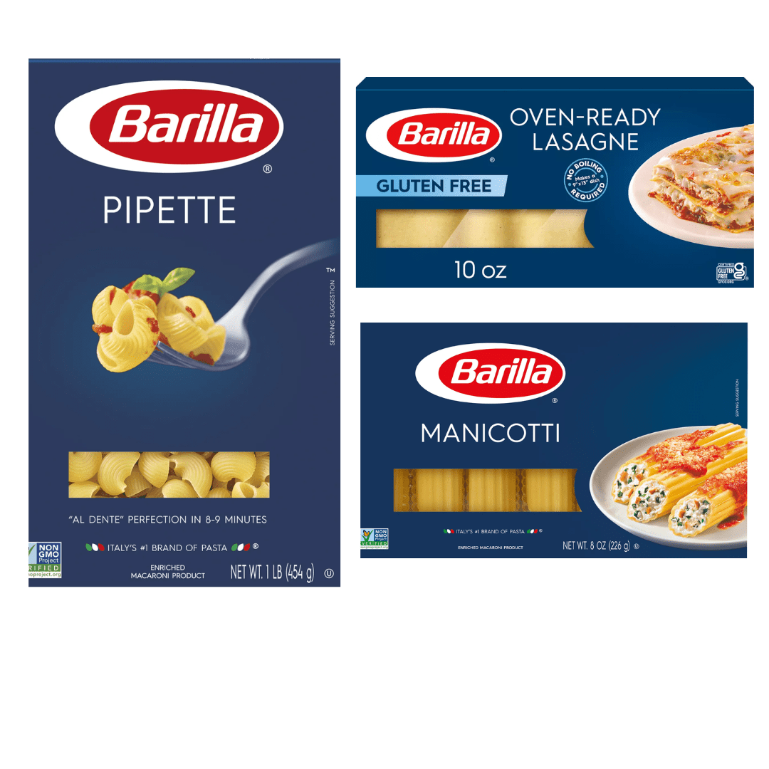 BARILLA Pasta Variety Pack, Pipette Pasta 16 Oz, Gluten Free OvenReady