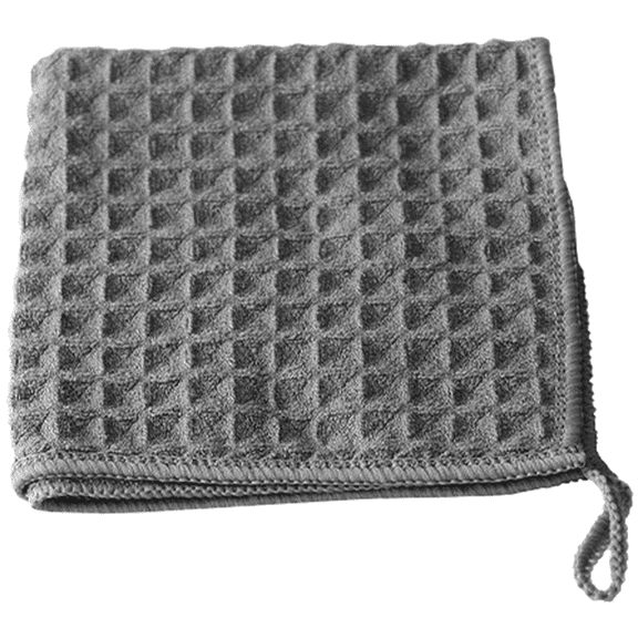 FOR BARISTA Cleaning Towel with Waffle Weave Structure and Built-in Hang Loop for Use on Coffee Equipment, Stainless Steel, and Glass for Surfaces (Dark Gray)