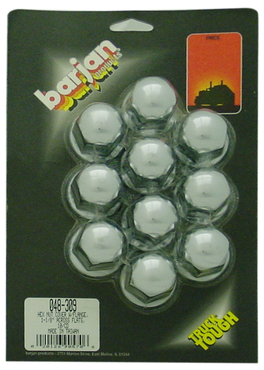 BARJAN 11/8" HEX NUT COVER WITH FLANGE 10 PER CARD