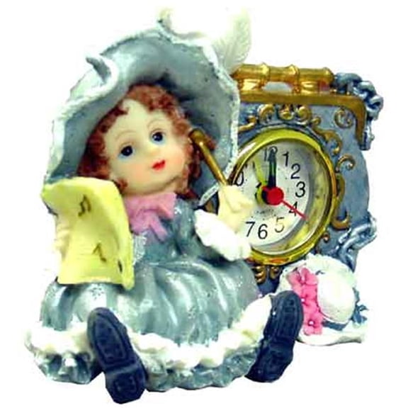 Novelties & Gifts 1256138C-B Victorian Resin Clock - Girl Musici