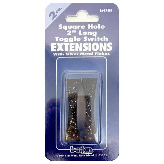 Barjan 056BP409 2 in. Long Square Hole Charcoal Toggle Switch Extension with Silver Metal Flakes - 2 Piece