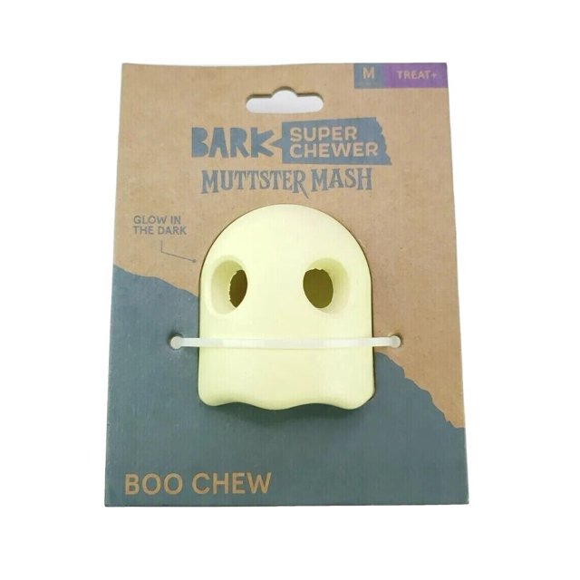 BARK BOX MUTTSTER MASH HALLOWEEN BOO CHEW TOY TREAT DISPENSER GLOWS IN