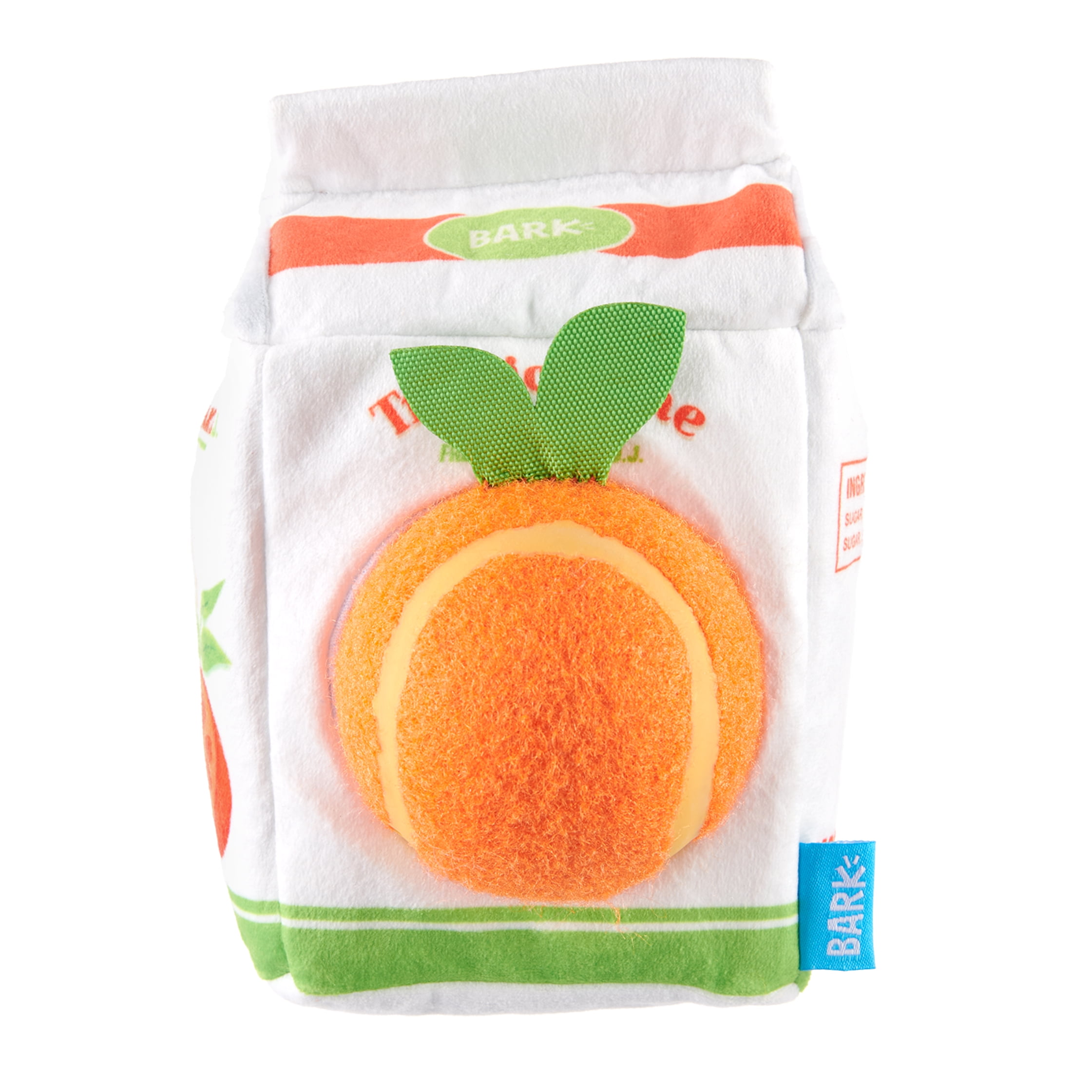BARK Barkfest in Bed, 2-in-1 Plush Toy and Tennis Ball Combo, Orange