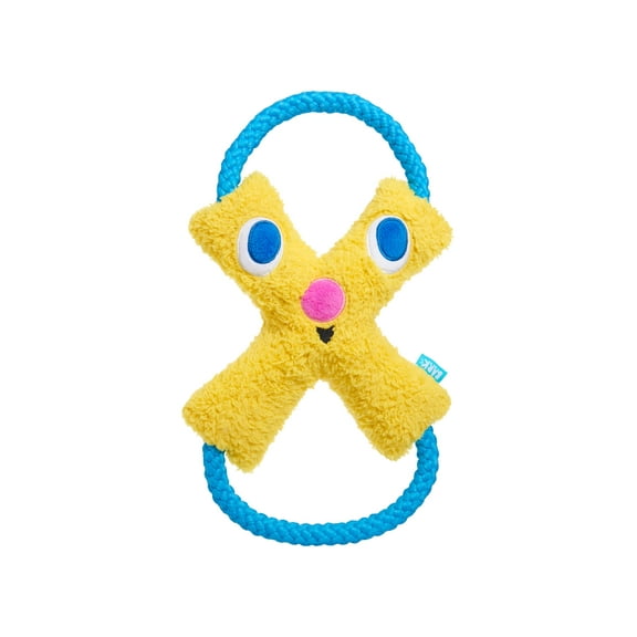 BARK Jinxie Blue Yellow Play Pal Buddy Plush Dog Toy, All Size Dogs