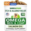 thumbnail image 1 of BARK&SPARK Omega 3 for Dogs - 180 Fish Oil Treats for Dog Shedding, Skin Allergy, Itch Relief, Hot Spots Treatment - Joint Health - Skin and Coat Supplement - EPA & DHA Fatty Acids - Salmon Oil, 1 of 9