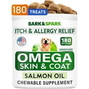 BARK&SPARK Omega 3 for Dogs - 180 Fish Oil Treats for Dog Shedding, Skin Allergy, Itch Relief, Hot Spots Treatment - Joint Health - Skin and Coat Supplement - EPA & DHA Fatty Acids - Salmon Oil