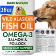 thumbnail image 1 of Bark&Spark Omega-3 Fish Oil Liquid for Dogs - Wild Alaskan Salmon Oil - EPA & DHA, Skin & Coat, Itch & Allergy Relief, Joint Health, 1 of 7