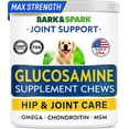 thumbnail image 1 of BARK&SPARK Premium Glucosamine Chews for Dogs - Dog Supplements for Hip and Joint with Chondroitin, MSM & Omega-3 Fish Oil - Joint Pain Relief & Large Small Breed - 120 Treats - Chicken - made in USA, 1 of 8