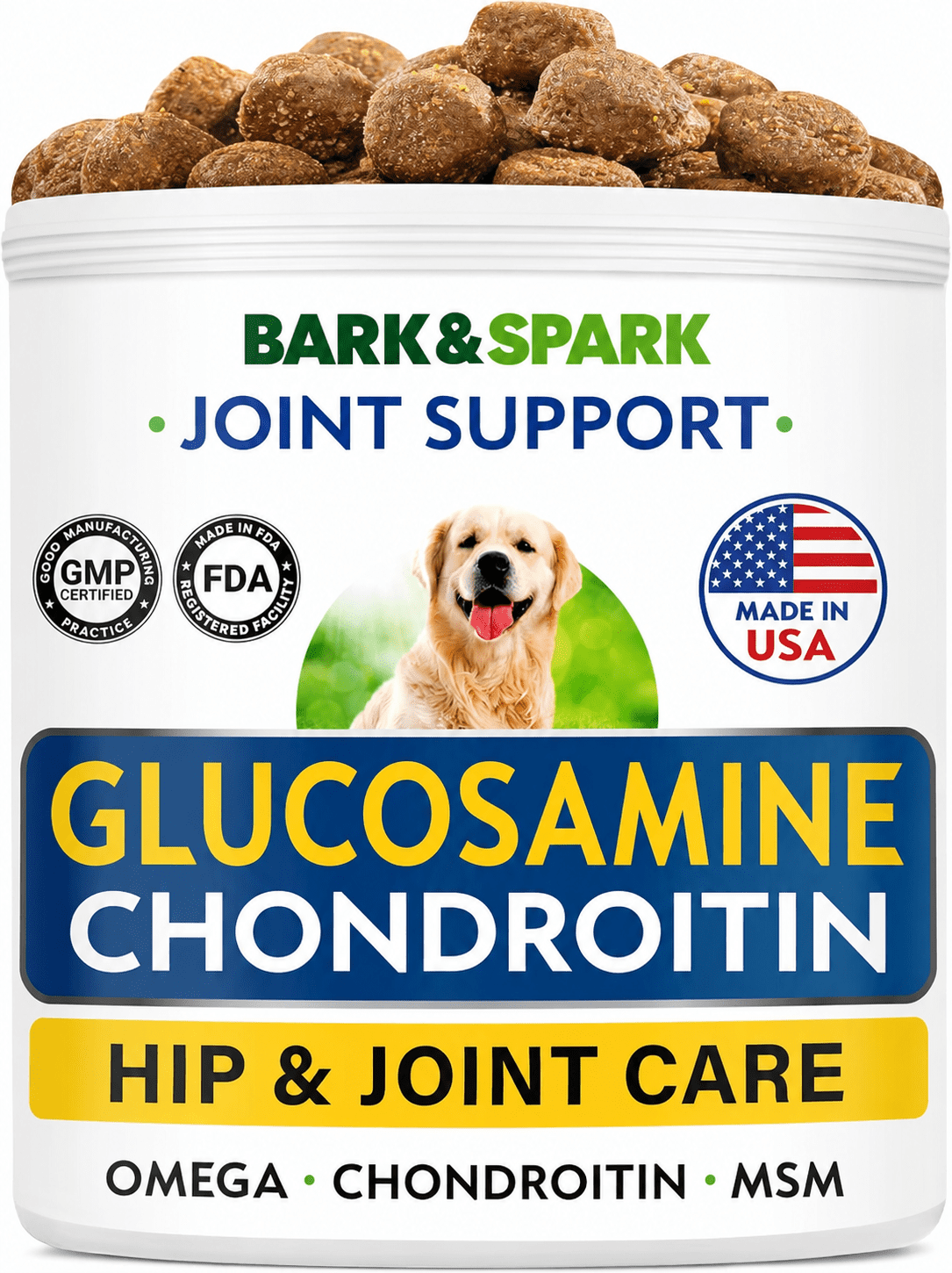 Mini Fish Pills Bark&Spark Glucosamine Chews for Dogs, Hip and Joint Supplement ...