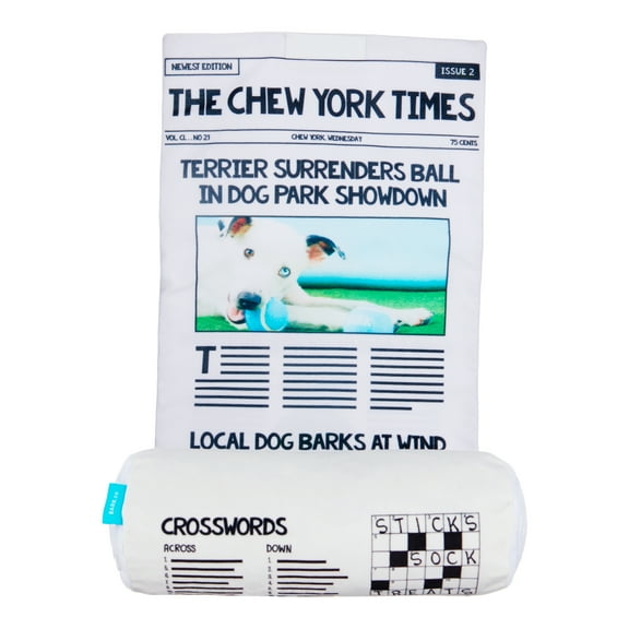 BARK The Chew York Times Dog Toy with Squeaker for Extra Small to Medium Dogs