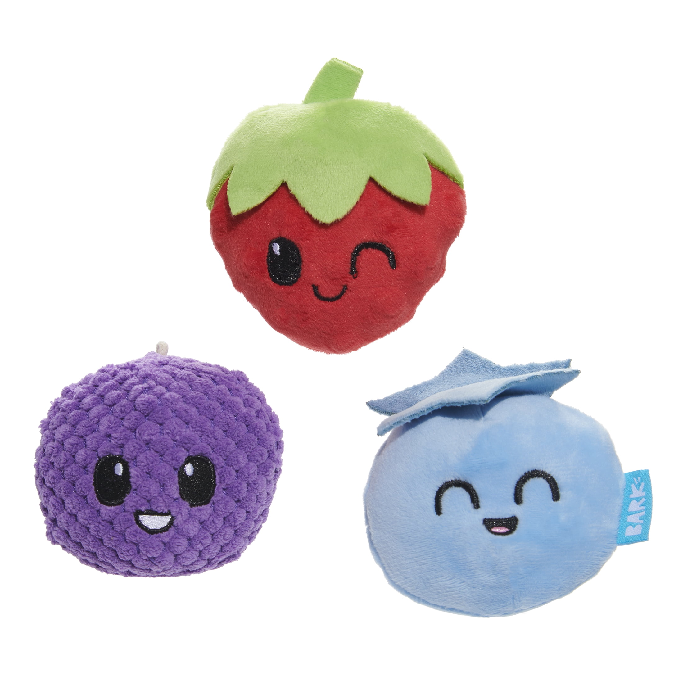 BARK Wild Berry Bunch Squeaky 3-Piece Plush Dog Toy, Small & Medium Dogs