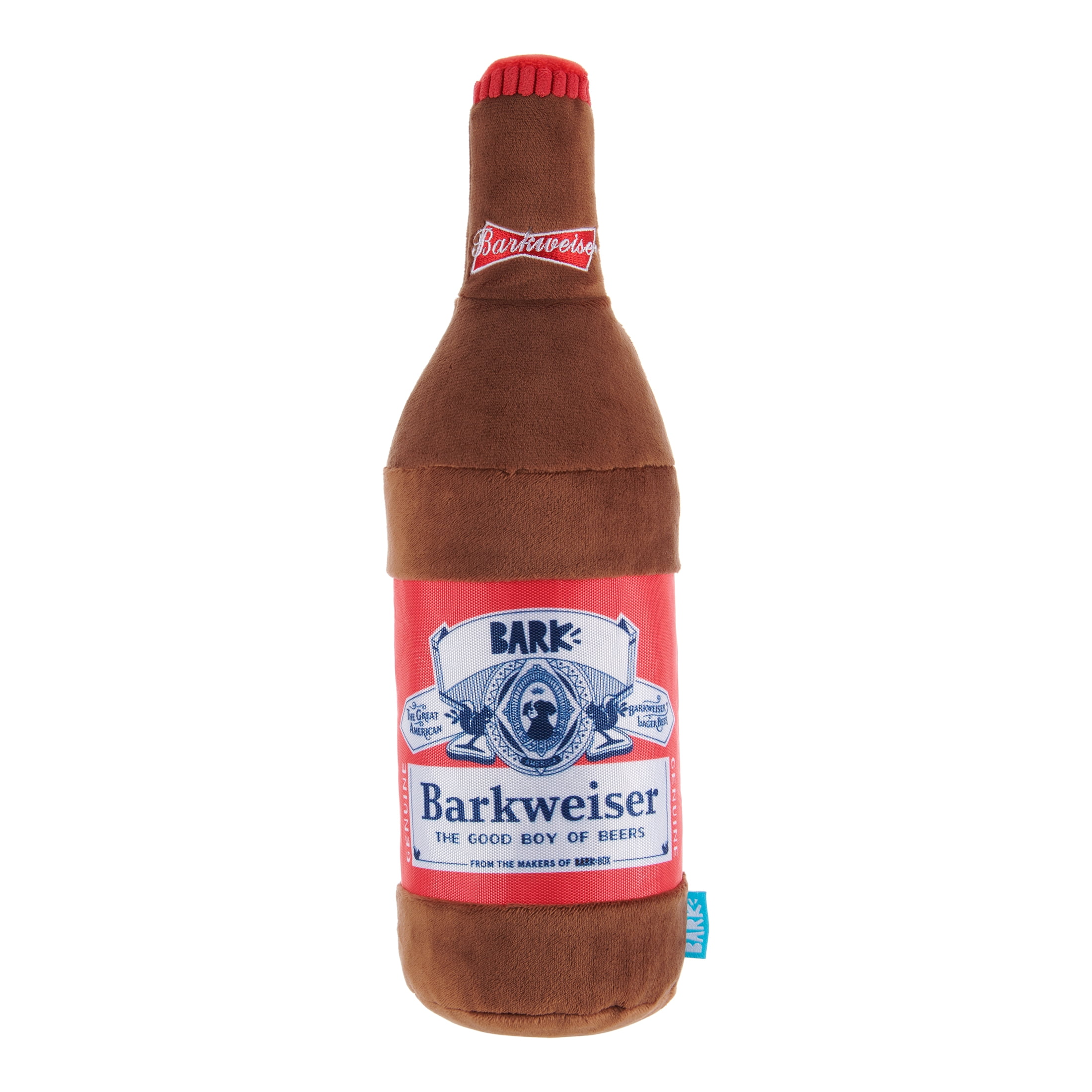BARK XL Barkweiser - Yankee Doodle Dog Toy, Packed with Fluff and Large Squeaker, All Dog Sizes