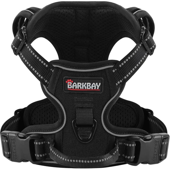 BARKBAY Dog Harness No Pull for Medium Dogs - Adjustable, Reflective, Comfortable, No Choke, Heavy-Duty - Perfect for Outdoor Training, Walking, and Hiking - Strong & Durable - M & Black Medium Black