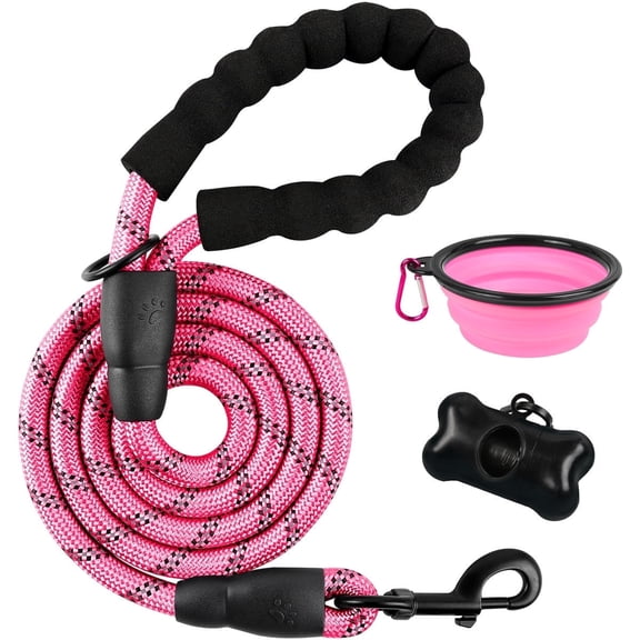 BARKBAY Dog Leashes for Large Dogs Heavy Duty Dog Leash 4/5/6 FT with Comfortable Padded Handle and Highly Reflective Threads for Medium Large Dogs Walking Training Running (5FT-1/2'',Pink)