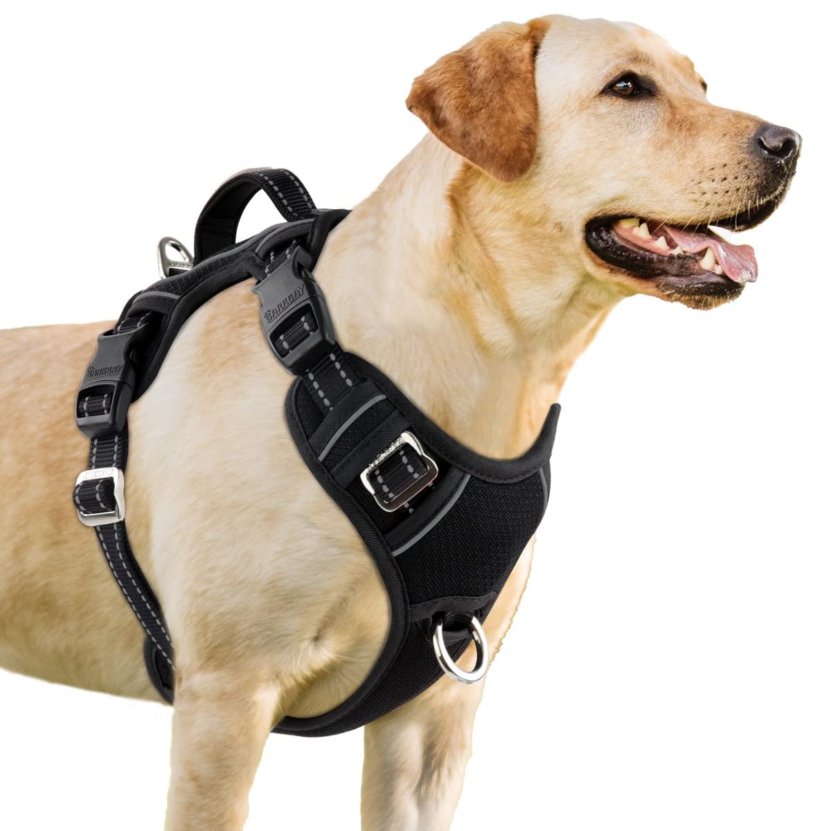 BARKBAY No Pull Dog MMF7 Harness 3 Buckles Large Step in Reflective Dog
