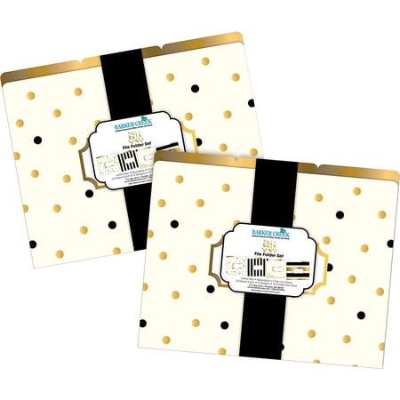 BARKER CREEK Designer File Folders Set of 24, Gold, Multi-Design Set with Gold Designs on Outside, Gold Tabs and Cream on Inside, Letter-Size File Folders, 1/3 Cut Tabs, 24 Folders in Set (3960)