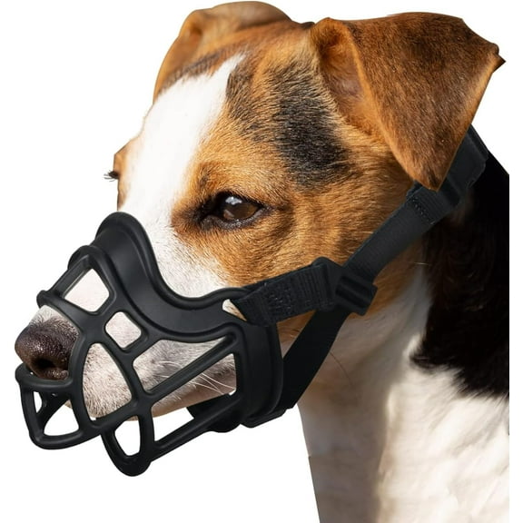 BARKLESS Dog Muzzle, Basket Muzzle Anti Biting Chewing, Sturdy Lightweight Cage Mouth Cover for Small Medium Large Sized Dogs, Allows Panting Drinking, Suitable for Grooming Trimming Training