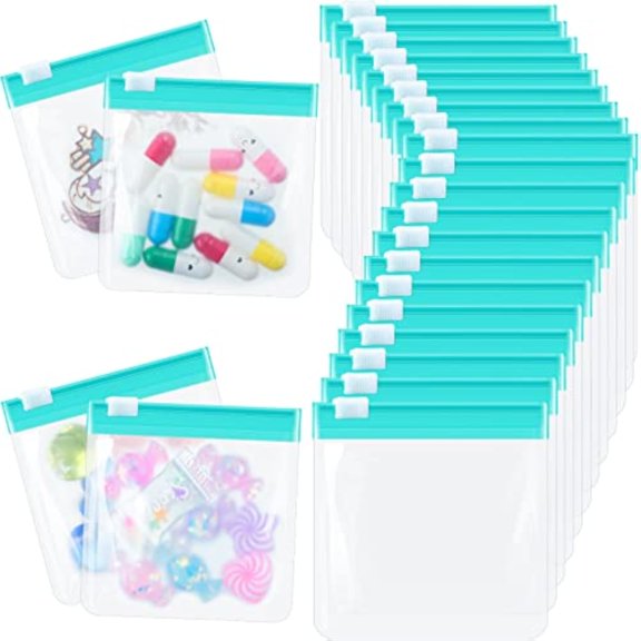 BARMOTU 24 Pcs Travel Pill Pouches Zippered Set, Portable Medicine Organizer, Reusable Translucent Plastic Bag for Sports Events, Concerts, Daily Meds,Multiple color options