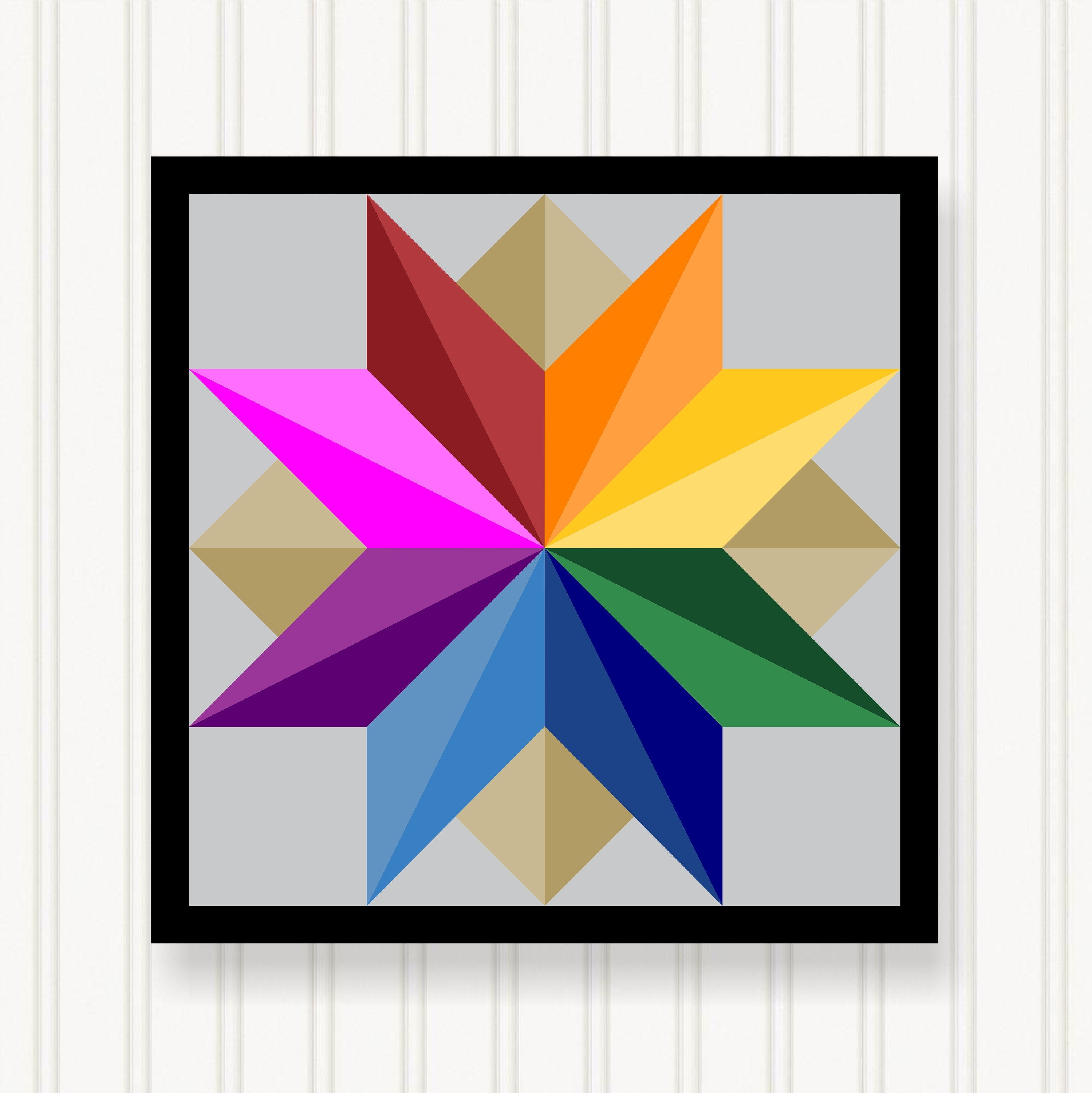 BARN QUILT Block, Beautiful Outdoor or Indoor Square, 7 Sizes, Wall Art