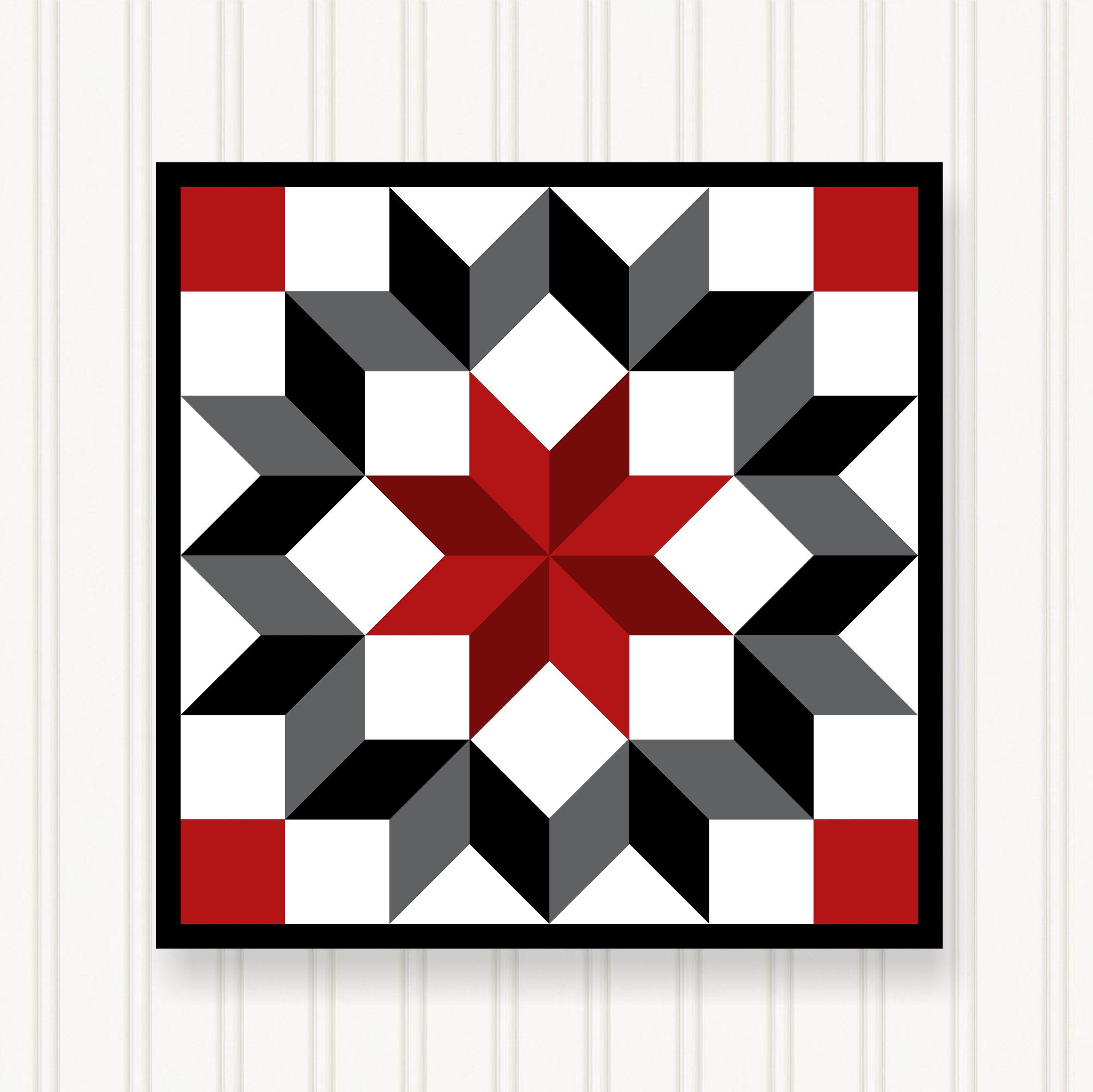 BARN QUILT Block, Beautiful Outdoor or Indoor Square, 7 Sizes, Wall Art