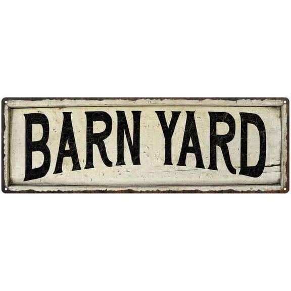 BARN YARD Farmhouse Style Wood Look Sign Gift 6x18 Metal Decor 106180028089