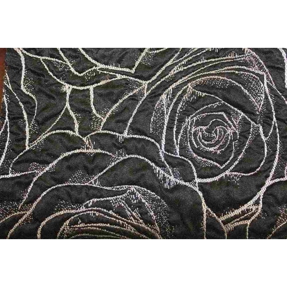BARNES Jacquard Quilted Look Fabric, 60 Inch. in Width, Onyx / Sample 3x3 Inch