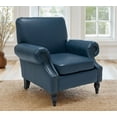 thumbnail image 1 of BARNUT Accent Chair,Armchair with Comfy Upholstered,Living Room Chair with Arms and Wood Legs,Set of 1,PU Leather in Navy, 1 of 5