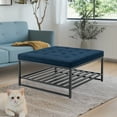 thumbnail image 1 of BARNUT Coffee Tables, Modern Upholstered Tufted Center Table with Metal Shelf, Square Coffee Tables for Living Room, Performance Fabric in Navy, 1 of 5
