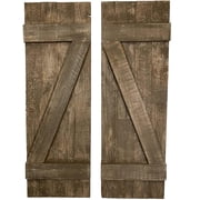 BARNWOODUSA Decorative Shutters Set of 2 Rustic Farmhouse Window Shutters with Traditional Barn Look Z Pattern Made from Reclaimed Wood Interior Country Style Decor Espresso Brown
