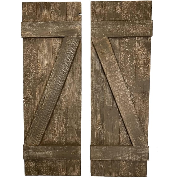 BARNWOODUSA Decorative Shutters Set of 2 Rustic Farmhouse Window Shutters with Traditional Barn Look Z Pattern Made from Reclaimed Wood Interior Country Style Decor Espresso Brown