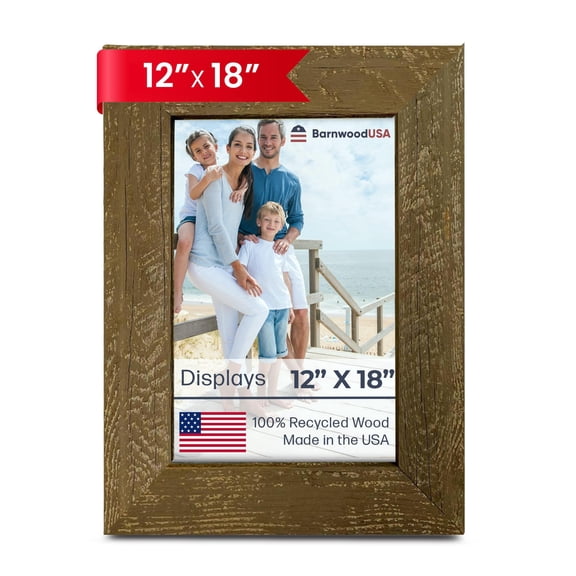 BARNWOODUSA Farmhouse 12x18 Picture Frame 1 1/2 inch Molding 100% Reclaimed Wood Rustic Espresso