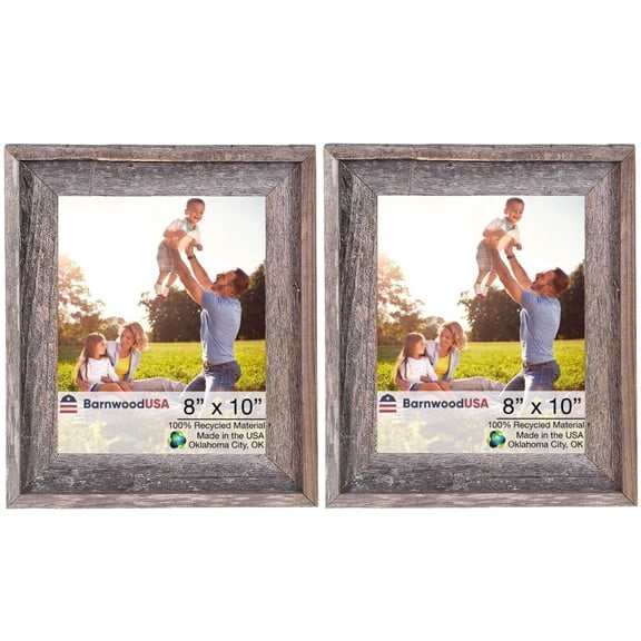 BARNWOODUSA Farmhouse Picture Frame, 8x10, Natural Weathered Gray, 2-Pack