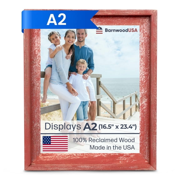 BARNWOODUSA Farmhouse Style Rustic Picture Frame, Bedroom, A2, Rustic Red