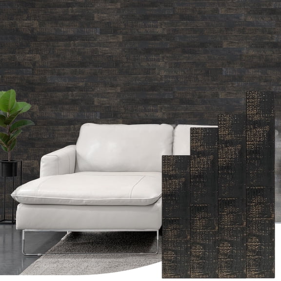 BARNWOODUSA Real Reclaimed Wood Planks - Easy Nail-Up Shiplap Panels for Rustic Wood Wall Paneling (Smoky Black, 46 Square Feet)