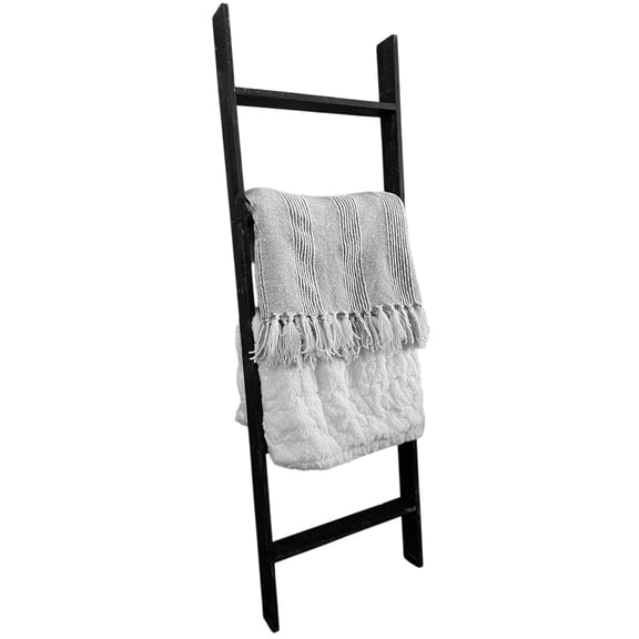 BARNWOODUSA Throw Blanket Ladder Fully Assembled Reclaimed Wood Rustic Decorative Ladder for Towels, Quilts, & More Perfect Farmhouse Decor for Bathroom, Porch, or Living Room,5ft18".