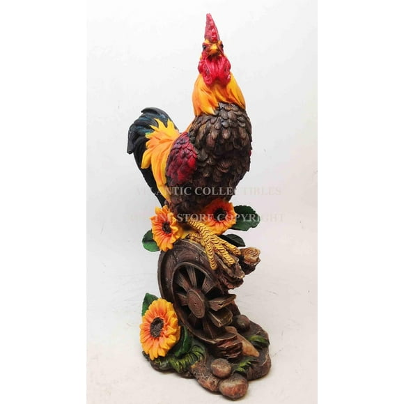 BARNYARD ROOSTER ON IRRIGATION MILL STATUE RESIN SCULPTURE THERE IS A SEASON
