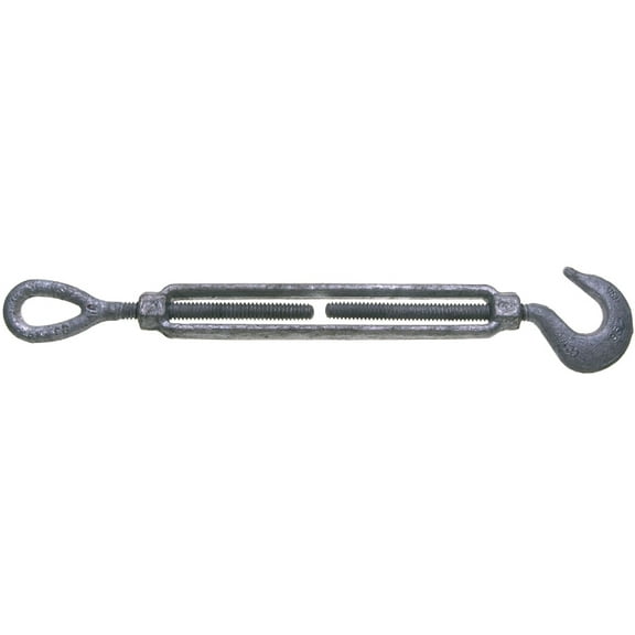 BARON 16-1/2X12 Turnbuckle, 1500 lb Weight Capacity, Hook Fitting A, Eye Fitting B, Galvanized Steel