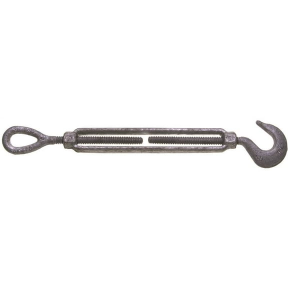 BARON 16-3/4X9 Turnbuckle, 3000 lb Working Load, 3/4 in Thread, Hook, Eye, 9 in L Take-Up, Galvanized Steel
