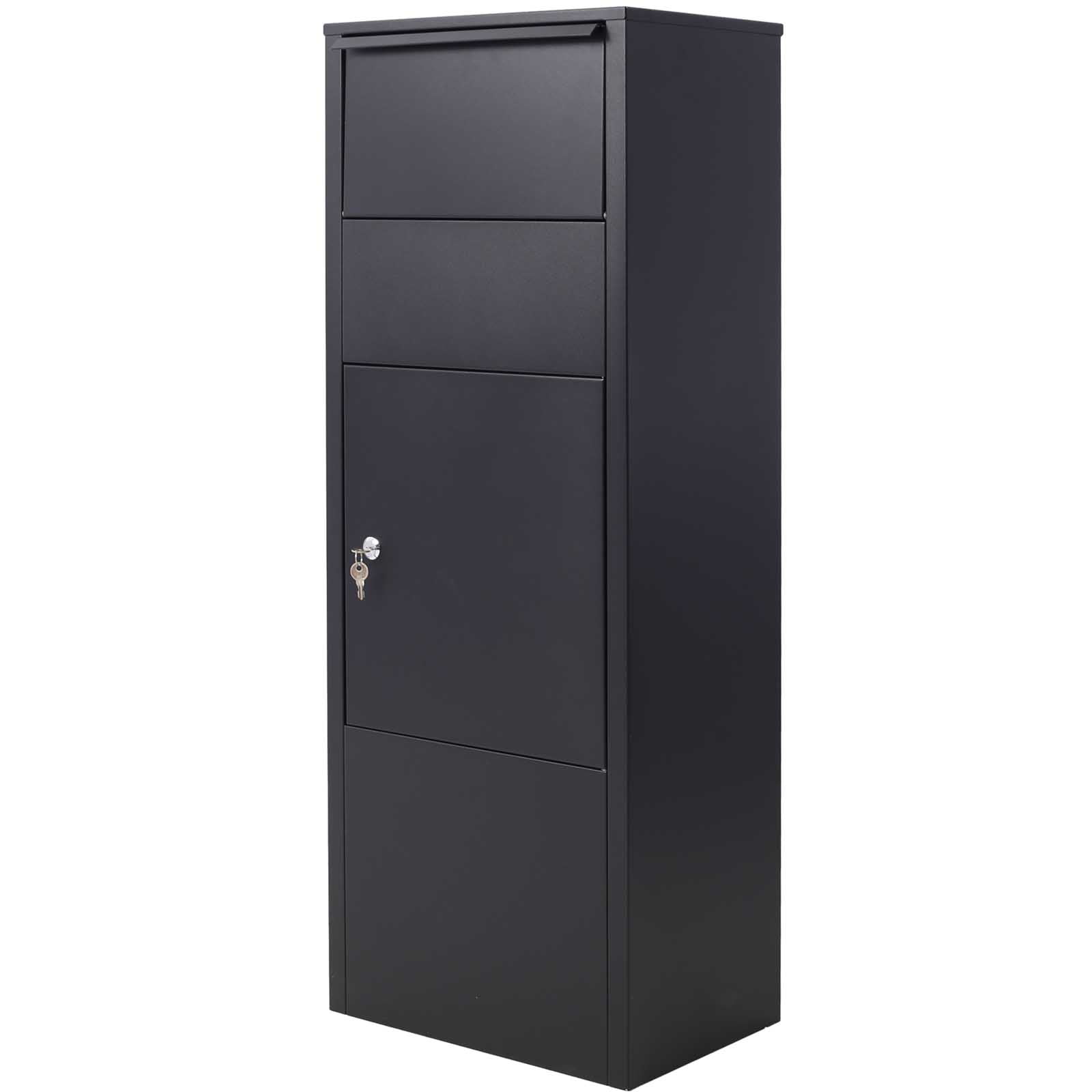 BARONAGE 10.5" x 15.5" x 41.30" Large Package Delivery Parcel Mail Drop Box for Black, Galvanized Steel Parcel Drop Box with Lockable Storage Compartment