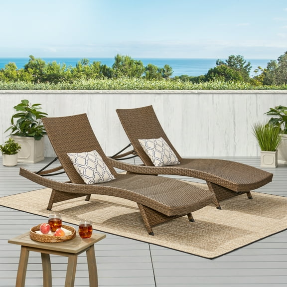 BARONAGE 79"(L)*27.50"(W)*15"(H) Outdoors Salem Pe Wicker Chaise Lounge(DOUBLE), cushions for patio/garden/indoors/poolside/backyard/balcony, Mocha