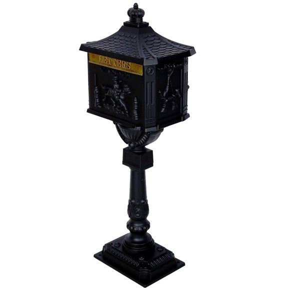 BARONAGE Cast Aluminum Mail Box, Postal Box , Mailbox and Post KitMailbox Color Black