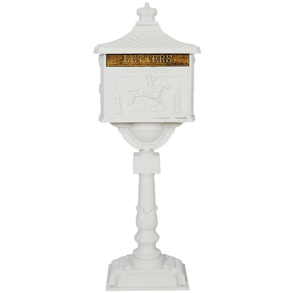 BARONAGE Cast Aluminum Mail Box, Postal Box , Mailbox and Post KitMailbox Color White
