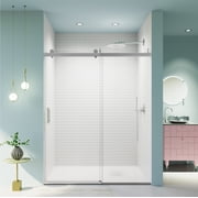 BARONAGE Frameless Single Sliding Soft-Close Shower DoorCountbuffer 56-60 in. x 76 in , 3/8" 10mm Clear Tempered Glass, Reversible Installation Easy Glide Rollers Sliding Shower Door Chrome